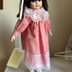 Vintage Premier Pink Doll with White Lace Collar